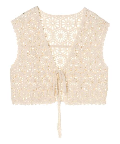 earth music&ecology（アースミュージックアンドエコロジー）の「クロシェニットベスト ＊（ベスト・レディース・ブラウン/ホワイト系その他2・FREE）」の13枚目の写真