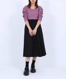 PUNYUS | シャーリングスリーブリブトップス(Tシャツ/カットソー)