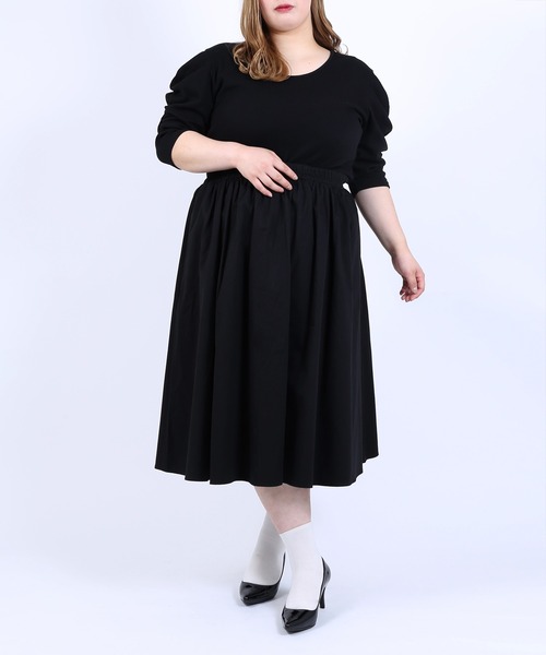 PUNYUS（プニュズ）の「シャーリングスリーブリブトップス（Tシャツ/カットソー・レディース・ブラック/アイボリー/パープル・4/3/1/2）」の4枚目の写真