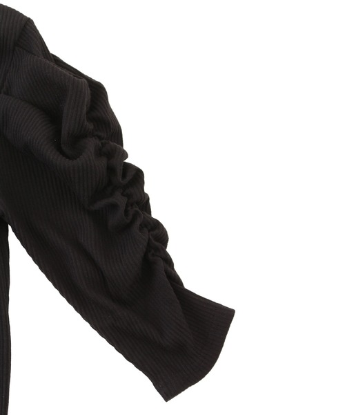 PUNYUS（プニュズ）の「シャーリングスリーブリブトップス（Tシャツ/カットソー・レディース・ブラック/アイボリー/パープル・4/3/1/2）」の9枚目の写真