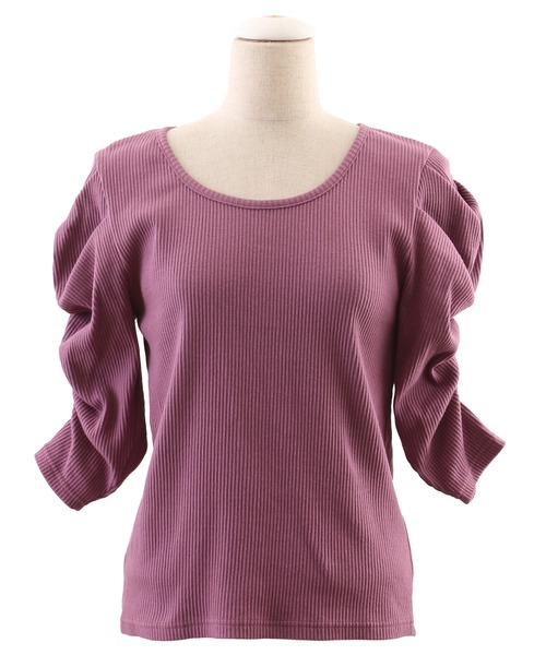 PUNYUS（プニュズ）の「シャーリングスリーブリブトップス（Tシャツ/カットソー・レディース・ブラック/アイボリー/パープル・4/3/1/2）」の11枚目の写真