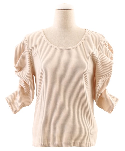 PUNYUS（プニュズ）の「シャーリングスリーブリブトップス（Tシャツ/カットソー・レディース・ブラック/アイボリー/パープル・4/3/1/2）」の12枚目の写真