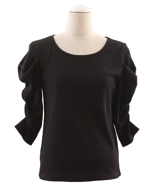 PUNYUS（プニュズ）の「シャーリングスリーブリブトップス（Tシャツ/カットソー・レディース・ブラック/アイボリー/パープル・4/3/1/2）」の13枚目の写真