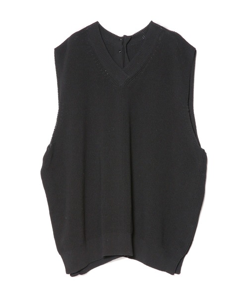 UNDECORATED(アンデコレイテッド)の「UNDECORATED アンデコレイテッド / CODE YARN KNIT VEST コードヤーン オーバーサイズ Vネック ニットベスト / UDS22802(ベスト・メンズ・ベージュ/ブラック・FREE)」の18枚目の写真