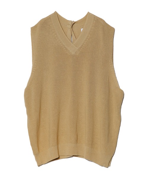 UNDECORATED(アンデコレイテッド)の「UNDECORATED アンデコレイテッド / CODE YARN KNIT VEST コードヤーン オーバーサイズ Vネック ニットベスト / UDS22802(ベスト・メンズ・ベージュ/ブラック・FREE)」の17枚目の写真
