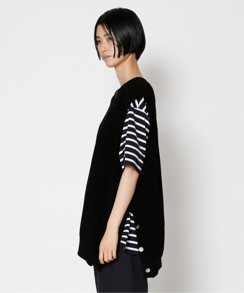 UNDECORATED(アンデコレイテッド)の「UNDECORATED アンデコレイテッド / CODE YARN KNIT VEST コードヤーン オーバーサイズ Vネック ニットベスト / UDS22802(ベスト・メンズ・ベージュ/ブラック・FREE)」の3枚目の写真