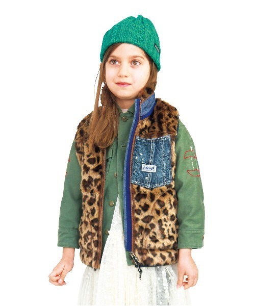 DENIM DUNGAREE デニム＆ダンガリー ヒョウガラボア ベスト DENIM DUNGAREE（デニムダンガリー）の「ヒョウ柄ボア ベスト（その他