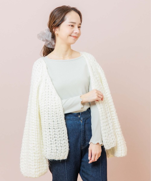 flower（フラワー）の「ウォーミーカーディガン（カーディガン/ボレロ・レディース・ホワイト/グレー・FREE）」の2枚目の写真