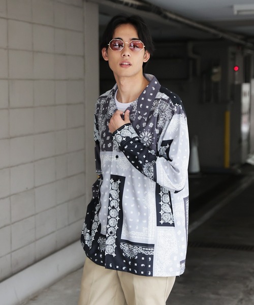 GALLIS ADDICTION(ガリスアディクション)の「GA BANDANA L/S SHIRT/バンダナ柄 長袖シャツ/開襟シャツ(シャツ/ブラウス・メンズ・ブラック/ネイビー/グリーン・FREE)」の2枚目の写真