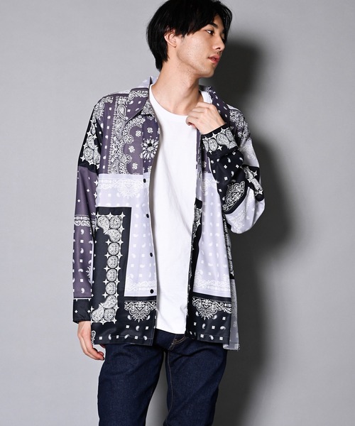 GALLIS ADDICTION(ガリスアディクション)の「GA BANDANA L/S SHIRT/バンダナ柄 長袖シャツ/開襟シャツ(シャツ/ブラウス・メンズ・ブラック/ネイビー/グリーン・FREE)」の12枚目の写真
