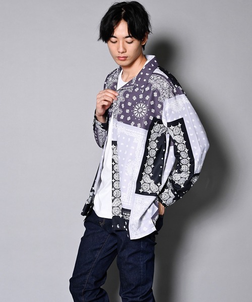 GALLIS ADDICTION(ガリスアディクション)の「GA BANDANA L/S SHIRT/バンダナ柄 長袖シャツ/開襟シャツ(シャツ/ブラウス・メンズ・ブラック/ネイビー/グリーン・FREE)」の13枚目の写真