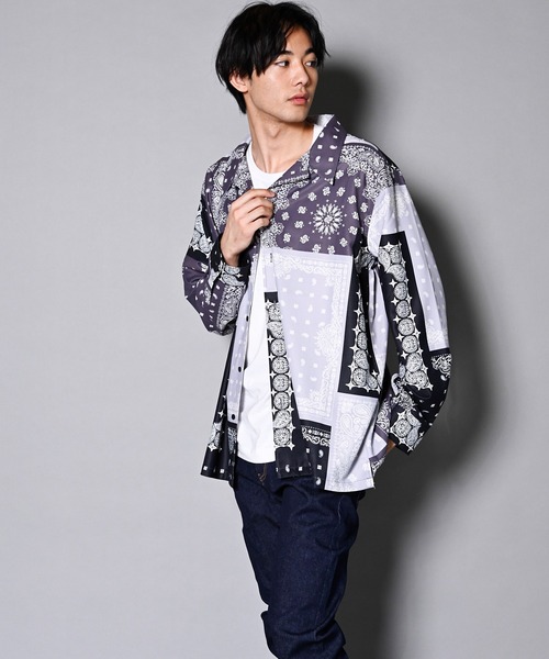 GALLIS ADDICTION(ガリスアディクション)の「GA BANDANA L/S SHIRT/バンダナ柄 長袖シャツ/開襟シャツ(シャツ/ブラウス・メンズ・ブラック/ネイビー/グリーン・FREE)」の14枚目の写真