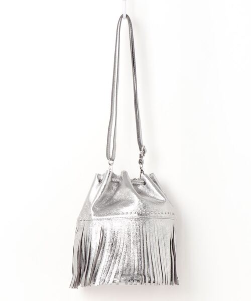 LAURA DI MAGGIO(ローラディマッジオ)の「【LAURA DI MAGGIO/ローラディマッジオ】レザー フリンジ 2WAY 巾着バッグ バケツバッグ(ショルダーバッグ・レディース・ホワイト/ブラック/シルバー・FREE)」の10枚目の写真