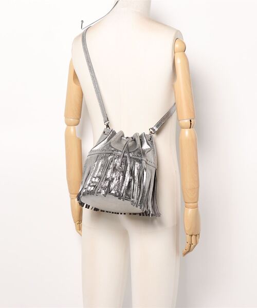 LAURA DI MAGGIO(ローラディマッジオ)の「【LAURA DI MAGGIO/ローラディマッジオ】レザー フリンジ 2WAY 巾着バッグ バケツバッグ(ショルダーバッグ・レディース・ホワイト/ブラック/シルバー・FREE)」の15枚目の写真
