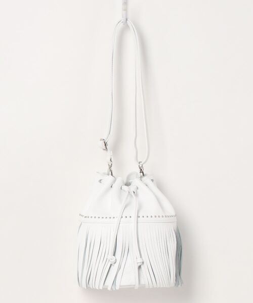 LAURA DI MAGGIO(ローラディマッジオ)の「【LAURA DI MAGGIO/ローラディマッジオ】レザー フリンジ 2WAY 巾着バッグ バケツバッグ(ショルダーバッグ・レディース・ホワイト/ブラック/シルバー・FREE)」の7枚目の写真
