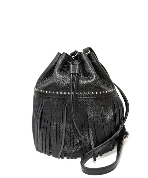 LAURA DI MAGGIO(ローラディマッジオ)の「【LAURA DI MAGGIO/ローラディマッジオ】レザー フリンジ 2WAY 巾着バッグ バケツバッグ(ショルダーバッグ・レディース・ホワイト/ブラック/シルバー・FREE)」の4枚目の写真
