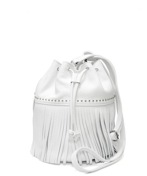 LAURA DI MAGGIO(ローラディマッジオ)の「【LAURA DI MAGGIO/ローラディマッジオ】レザー フリンジ 2WAY 巾着バッグ バケツバッグ(ショルダーバッグ・レディース・ホワイト/ブラック/シルバー・FREE)」の17枚目の写真