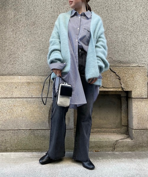 DouDou（ドゥドゥ）の「ミンク加工ラクーンカーディガン（カーディガン/ボレロ・レディース・ブラウン/スカイブルー・FREE）」の9枚目の写真