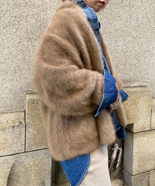 DouDou（ドゥドゥ）の「ミンク加工ラクーンカーディガン（カーディガン/ボレロ・レディース・ブラウン/スカイブルー・FREE）」の10枚目の写真