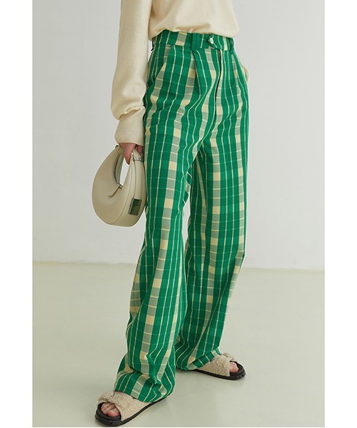Fano Studios(ファノ ストゥディオズ)の「【Fano Studios】Tartan plaid color pants FQ21K031(スラックス・レディース・グリーン・L/S/M)」の2枚目の写真