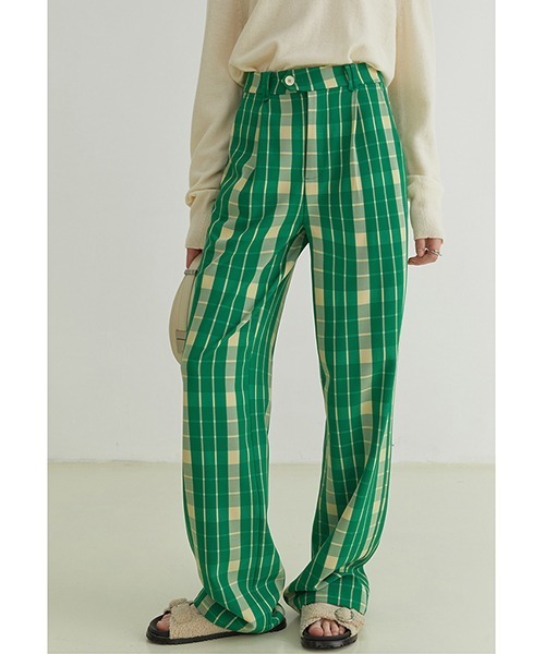 Fano Studios(ファノ ストゥディオズ)の「【Fano Studios】Tartan plaid color pants FQ21K031(スラックス・レディース・グリーン・L/S/M)」の3枚目の写真