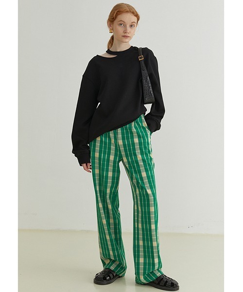 Fano Studios(ファノ ストゥディオズ)の「【Fano Studios】Tartan plaid color pants FQ21K031(スラックス・レディース・グリーン・L/S/M)」の4枚目の写真