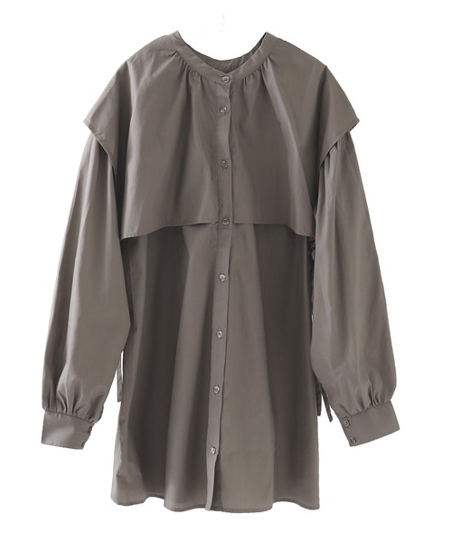 Fashion Letter（ファッションレター）の「サイドリボンケープカラーシャツ（シャツ/ブラウス・レディース・ブラック/オフホワイト/マスタード/モカ/ライトベージュ・M）」の16枚目の写真