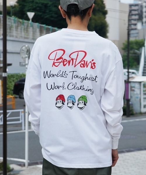 BEN DAVIS(ベンデイビス)の「《BEN DAVIS》PRINT LONG SLEEVE-triple icon(Tシャツ/カットソー・メンズ・ホワイト/ブラック/カーキ/ミント・SMALL/MEDIUM/LARGE/X-LARGE)」の3枚目の写真