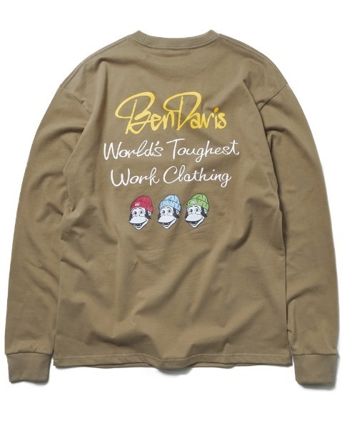 BEN DAVIS(ベンデイビス)の「《BEN DAVIS》PRINT LONG SLEEVE-triple icon(Tシャツ/カットソー・メンズ・ホワイト/ブラック/カーキ/ミント・SMALL/MEDIUM/LARGE/X-LARGE)」の4枚目の写真