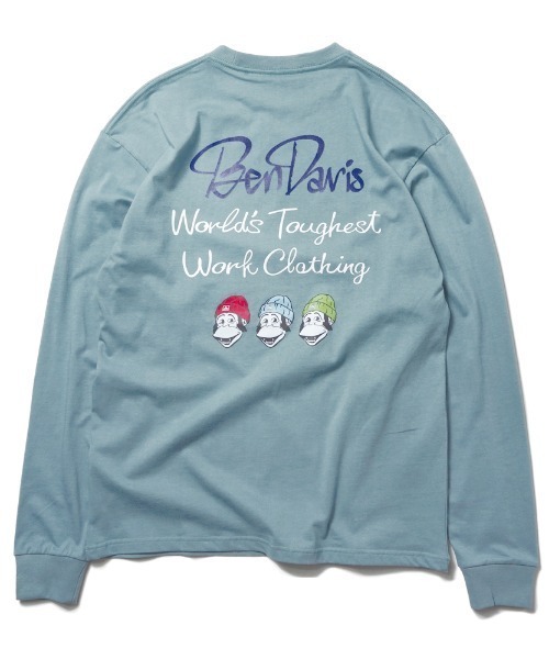BEN DAVIS(ベンデイビス)の「《BEN DAVIS》PRINT LONG SLEEVE-triple icon(Tシャツ/カットソー・メンズ・ホワイト/ブラック/カーキ/ミント・SMALL/MEDIUM/LARGE/X-LARGE)」の2枚目の写真