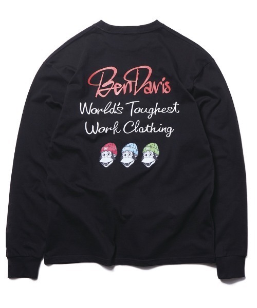 BEN DAVIS(ベンデイビス)の「《BEN DAVIS》PRINT LONG SLEEVE-triple icon(Tシャツ/カットソー・メンズ・ホワイト/ブラック/カーキ/ミント・SMALL/MEDIUM/LARGE/X-LARGE)」の1枚目の写真