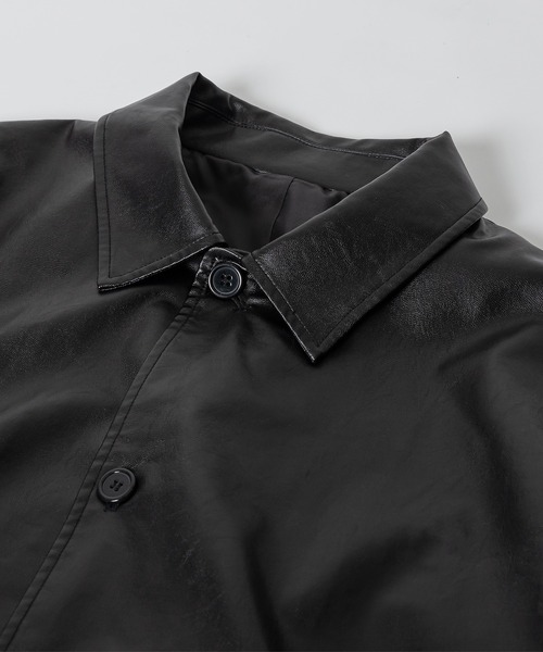 kutir（クティール）の「フェイクレザージャケット（ブルゾン・メンズ・ブラック・MEDIUM/LARGE）」の6枚目の写真