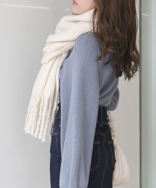 ROYAL PARTY（ロイヤルパーティー）の「ブークレマフラー（マフラー・レディース・パープル/グレー/オフホワイト・FREE）」の2枚目の写真