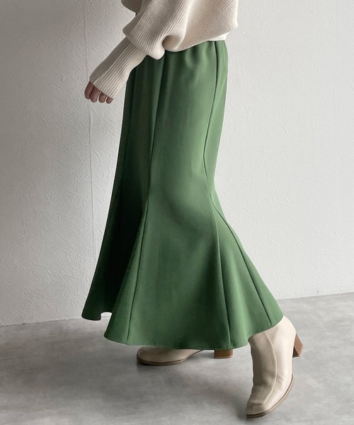 w closet(ダブルクローゼット)の「【新色追加】ハイウエストマーメイドスカート(スカート・レディース・オリーブ/ダークブラウン系1/ブラック/アイボリー/ダークグリーン/グリーン/サックスブルー/ライトグリーン/グリーン系その他/モカ・FREE)」の14枚目の写真
