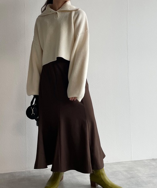 w closet(ダブルクローゼット)の「【新色追加】ハイウエストマーメイドスカート(スカート・レディース・オリーブ/ダークブラウン系1/ブラック/アイボリー/ダークグリーン/グリーン/サックスブルー/ライトグリーン/グリーン系その他/モカ・FREE)」の21枚目の写真