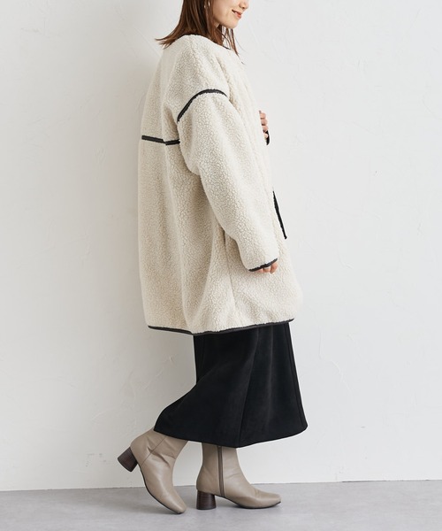 prose verse（プロズヴェール）の「ウッドヒールスクエアトゥショートブーツ（ブーツ・レディース・グレイッシュベージュ/アイボリー/ブラック・MEDIUM/LL/LARGE/SMALL）」の15枚目の写真