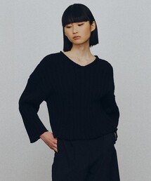 JOSEPH STUDIO | ワイドリブコットン　Ⅴネックニット(ニット/セーター)