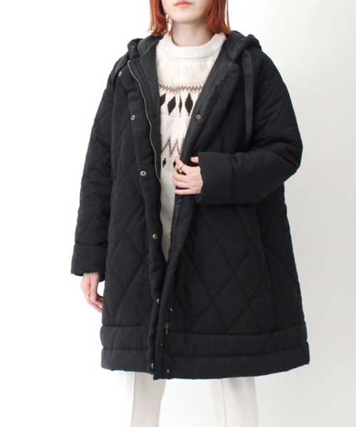 STYLEBLOCK（スタイルブロック）の「マットタフタAラインキルティングコート（ブルゾン・レディース・カーキ/ブラック/ベージュ/アイボリー・M）」の3枚目の写真