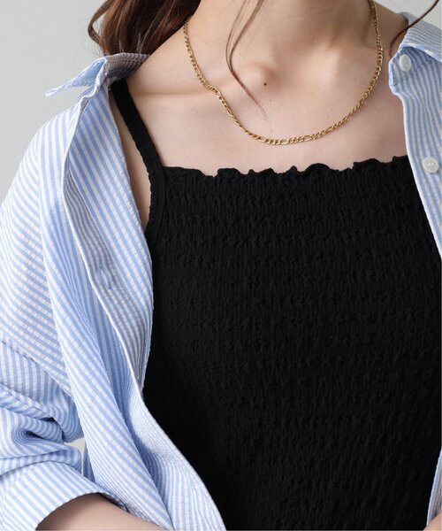 RAY CASSIN（レイカズン）の「くしゅくしゅカップ付きキャミ（キャミソール・レディース・ピンク/スミクロ/キナリ/ピンクベージュ/ブラック/ブラウン/オフホワイト/ダークブラウン・FREE）」の3枚目の写真