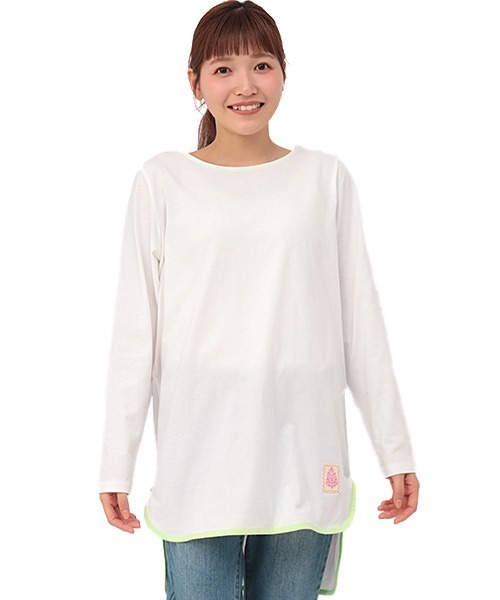 チチカカ（チチカカ）の「ロゴパッチロングＴシャツ（Tシャツ/カットソー・レディース・ホワイト/ブラック/カーキ・FREE）」の9枚目の写真