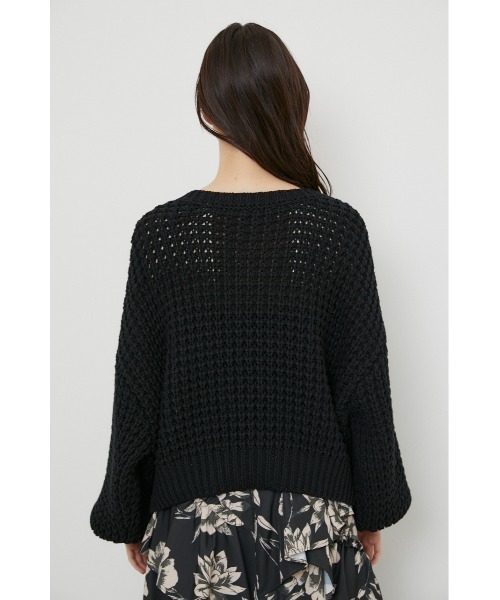 rienda(リエンダ)の「ワッフルVネックニットトップス(ニット/セーター・レディース・ブラック/ピンク/グリーン/アイボリー・FREE)」の9枚目の写真