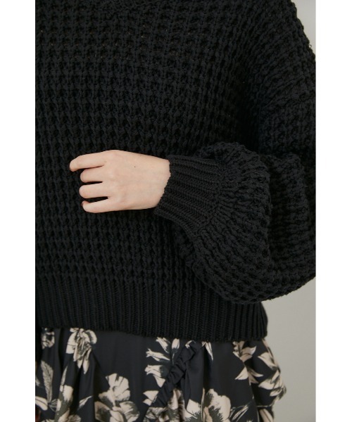 rienda(リエンダ)の「ワッフルVネックニットトップス(ニット/セーター・レディース・ブラック/ピンク/グリーン/アイボリー・FREE)」の12枚目の写真