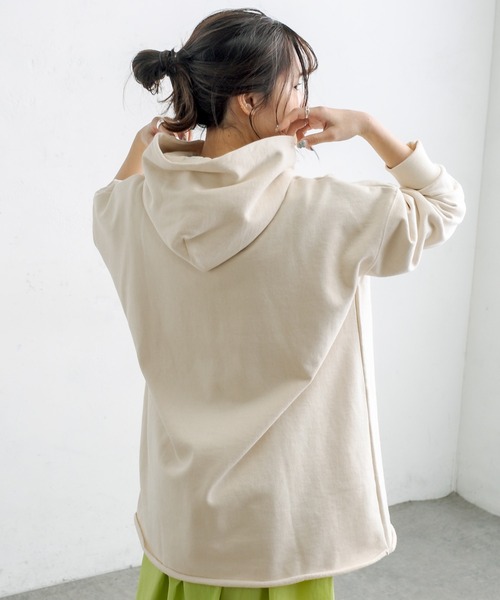 PUAL CE CIN（ピュアルセシン）の「裏起毛ロゴプリントパーカー（パーカー・レディース・ベージュ/グリーン/ナチュラル/チャコール・FREE）」の10枚目の写真