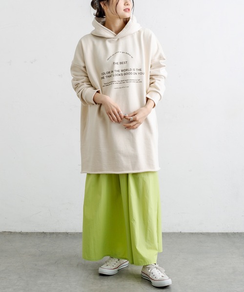 PUAL CE CIN（ピュアルセシン）の「裏起毛ロゴプリントパーカー（パーカー・レディース・ベージュ/グリーン/ナチュラル/チャコール・FREE）」の11枚目の写真