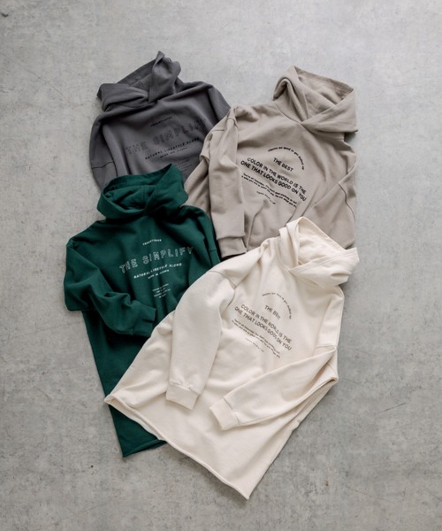 PUAL CE CIN（ピュアルセシン）の「裏起毛ロゴプリントパーカー（パーカー・レディース・ベージュ/グリーン/ナチュラル/チャコール・FREE）」の5枚目の写真