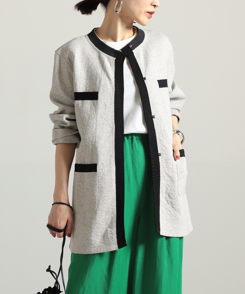 セール】mapel バイカラージャケット◇（ノーカラージャケット