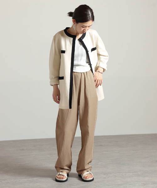 セール】mapel バイカラージャケット◇（ノーカラージャケット