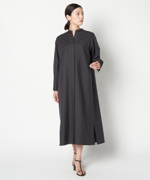 HELIOPOLE(エリオポール)の「NATURAL TWILL SHIRT OP(ワンピース・レディース・チャコールグレー/ダークブラウン/グリーン・38)」の1枚目の写真
