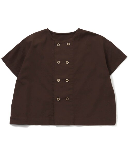 Ampersand（アンパサンド）の「premier ダブルボタンノーカラー半袖シャツ（シャツ/ブラウス・キッズ・ベージュ/イエロー/ブラウン/グリーン/グレー・100/120/70/80/130/90/140/110）」の3枚目の写真