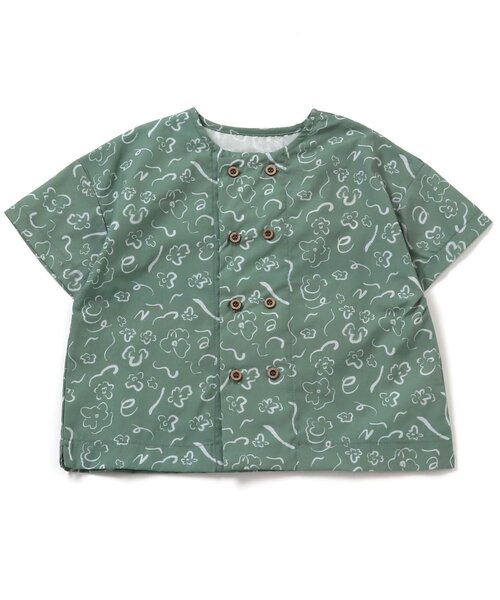 Ampersand（アンパサンド）の「premier ダブルボタンノーカラー半袖シャツ（シャツ/ブラウス・キッズ・ベージュ/イエロー/ブラウン/グリーン/グレー・100/120/70/80/130/90/140/110）」の5枚目の写真